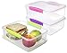 Sistema To Go Collection Rectangular Food Storage Container, 67.6 oz./2.0 L, Pink/Green/Purple, 3 Count