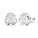 Precious Time Jewelry Jasmine Flower 925 Sterling Silver Stud Earrings for Women (White)