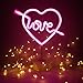 Cupid Heart Neon Light Signs Love Neon Lights with Base, XIYUNTE Battery and USB Powered Night Light up Pink Neon Signs for Kids Bedroom Decoration