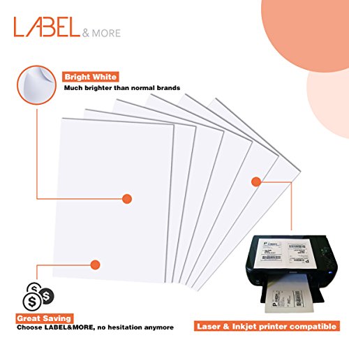 Half Sheet Self Adhesive Shipping Labels 5-1/2"x8-1/2" inches UPS USPS FEDEX Internet Postage Address Labels for Laser and Inkjet Printers [100 Sheets 200 Labels] - Thumbnail 2
