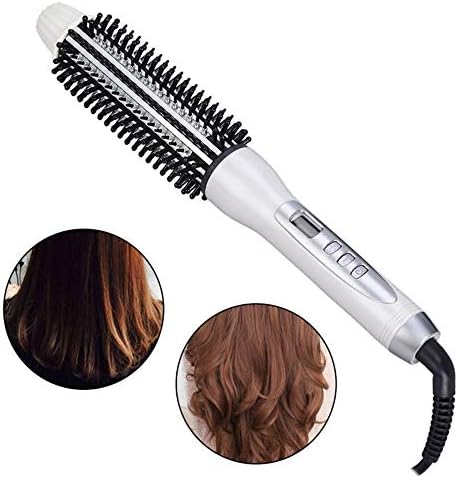 RHJKM Professional Ceramic Anion Hair Curler Straightener Hot Heat Comb Electric LCD Hair Brush Curling Comb Round Large Roller Waver