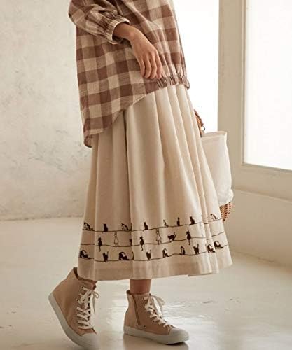 Amazon Nissen ニッセン スカート ナチュラルカジュアル スカート ナチュラルカジュアル スカート ねこちゃん刺しゅうタック ロングスカート 生成り 10l スカート 通販