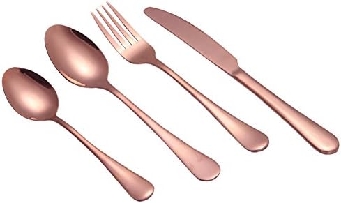 HONEYJOY Flatware Set, 4 Piece Stainless Steel Tableware Set, Mirror Polished, Includes Knives, Tablespoons, Teaspoons, Forks (Rose Gold)