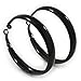 Medium Black Enamel Hoop Earrings - 5.5cm Diameter