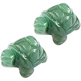 SUNYIK Green Aventurine Turtle Tortoise Pocket Statue Figurines Bookend Aamulet Fengshui Pack of 2