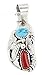 $230Tag Flower Silver Certified Navajo Native Natural Turquoise Coral Pendant 26211-1 Made By Loma Siiva