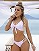 BMJL Women's Sexy Detachable Padded Cutout Push Up Striped Bikini Set Two Piece Swimsuits (Large, Pink)