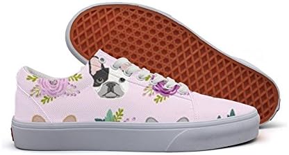 Purple Lavender Pastel Purple Frenchie Dogs Comfortable Men's Fashion Running Shoes Lace-up Lightweight Canvas Shoes