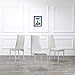 Bonnlo Dining Table with Chairs Dining Set for 4 Kitchen Dining Room Table and 4 Chairs White Glass Dining Table with PU Leather Chairs,White