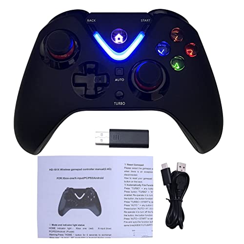 ROTOMOON Wireless Game Controller with LED Lighting Compatible with Xbox One S/X, Xbox Series S/X Gaming Gamepad, Remote Joypad with 2.4G Wireless Adapter, Rechargeable Battery