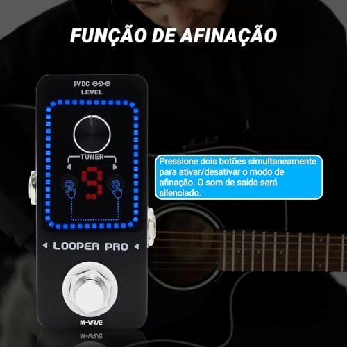 VEDO M-VAVE Pedal Looper para Guitarra com 9 Loops, 40 Minutos de Tempo de Gravação, Loop Station com Afinador, Overdub, Looper para Guitarra, Música e Esportes