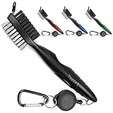 Yoport Golf Club Brush and Club Groove Cleaner 2 Ft Retractable Zip-line Aluminum Carabiner, Lightweight and Stylish, Ergonom