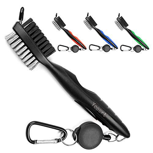 Yupro Golf Club Brush and Club Groove Cleaner, Nylon Bristles, Double Sided, Multi Purpose, Black