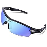 RIVBOS 805 TR 90 Frame Polarized Sports Sunglasses Sun Glasses with 5 Set Interchangeable Lenses for Men Women Cycling Baseball(Upgrate TR90 Black ice lens)