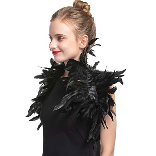 Fenyong Victorian Natural Feather Shrug Shawl Shoulder Wrap Cape with