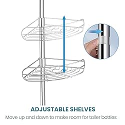 ALLZONE Corner Shower Caddy Tension Pole, 4-Tier