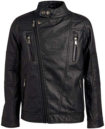 Urban Republic Big Boys' Faux Leather Moto Jacket with Zips 10/12 Black