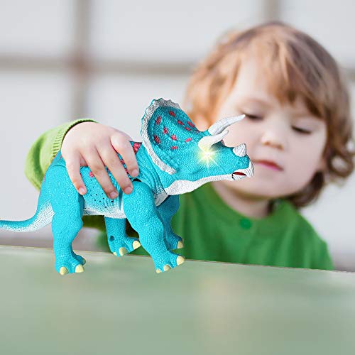 Build Me Remote Control Dinosaur - Triceratops Toy Roars, Walks, Lights Up, Bobs its Head and Stomps - RC Toys for Kids Ages 3 and Up - Blue Walking Dinosaurs Figure with Wireless Controller - Thumbnail 2