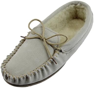 Deluxe Ladies Lambswool Moccasin Slippers with Hard Sole - Suede Upper