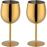 BISDARUN Stainless Steel Wine Glasses Set of 2, 11.8oz Unbreakable Goblet Glass,White Red Wine Metal Drink Champagne Goblet for Outdoor, Travel, Camping, Party,Wedding (Gold)