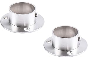 NELXULAS Stainless Steel Heavy Duty Closet Rod Holder,Shower Curtain Rod End Supports Socket,Flange Rod Holder Closet Pole,Adjustable Tightness easy installation (2 INCH, Silver)