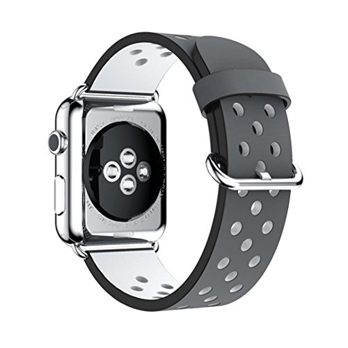 Alonea Sports Leather Bracelet Strap Band For Apple Watch Series 1/2 38MM (Gray)