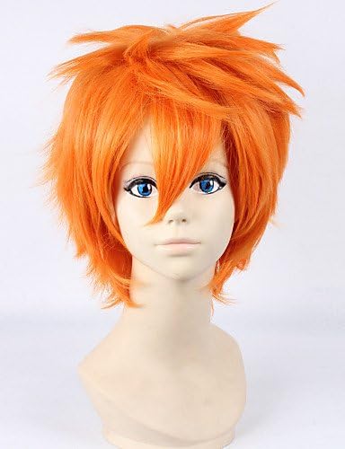 HECHAI_Haikyuu Hinata Syouyou 30cm Short Straight Orange Color Men's Anime Cosplay Full Wig