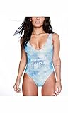 Womens Sexy One-Piece Swimsuit Letter Printed Bodysuit High Cut Legs Backless