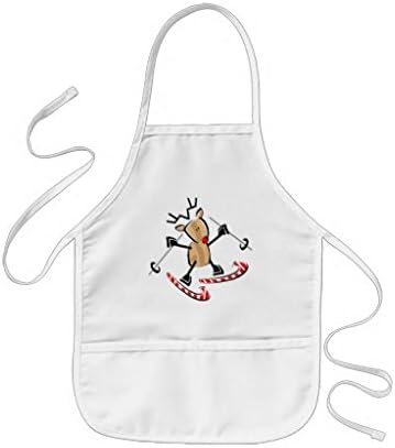 Yojud Rudolph Skiing On Camdy Canes Kids Apron