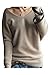 Liny Xin Women's Loose Batwing Sleeve Big V-Neck Pullover Cashmere Wool Sweater(Tan,XL)