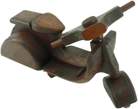 Hand-crafted Wooden Miniature Vintage Scooter with Batik Motive, Vespa (Scale 1:9)