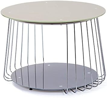 Design Beistelltisch 70 Cm Aus Glas Satiniert Cappuccino Mit Ablage Amazon De Kuche Haushalt