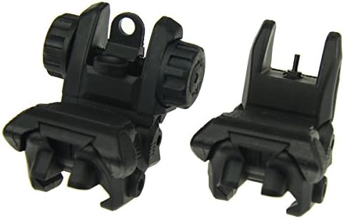 TACFUNBlack Polymer Smart Flip up Folding Auto Deploy Front and Rear Tactical Sight Set
