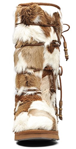 Aumu Womens Comfort Suede Fur Mid- Calf Winter Boots Chestnut Size 7 - Thumbnail 3
