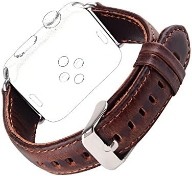 Genuine Leather Band 38mm for Apple watch, Tecson Classic Retro Bracelet Strap Replacement Wristband with Secure Buckle for iWatch Series 2/ Series 1/ Sports/ Edition, Coffee