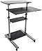 VIVO Mobile Height Adjustable Table, Stand Up Desk with Storage, Computer Workstation Rolling Presentation Cart, CART-V02D