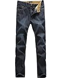 SSLR Men's Straight Fit Fleece Denim Jeans