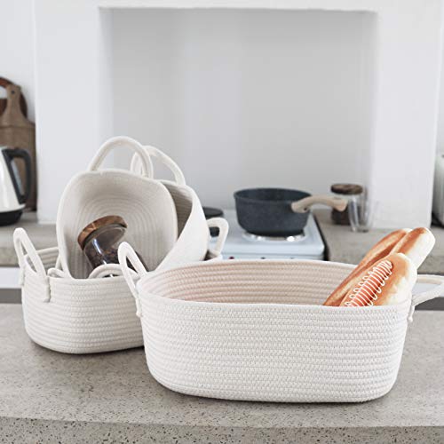 LA JOLIE MUSE Storage Baskets Set of 4 Woven Basket Cotton Rope Bin