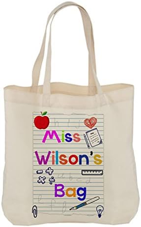 Hiros® Personalised Teacher tote bag,Natural Cotton Shopping Tote Bags,Thank you gift End of Term Teacher Gift Appreciation Present unique idea Thank you Teacher Gift.