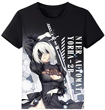 MOE 2B NieR Automata Anime T-Shirt Printing Men Tops Milk Silk Short Sleeve Black