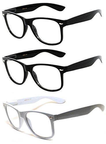 3 pairs classic vintage sunglasses 2 black and 1 white frame clea…