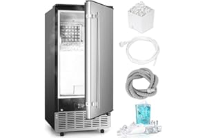 ICYGLEE Commercial Under Counter Ice Maker Machine, 80Lbs/Day with 24lbs Storage, Auto-Cleaning, 24H Timer, Built-in Freestanding Ice Maker for Commercial & Home Use. (Stainless Steel)
