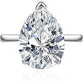FLYYQMIAO 4 Carat Pear Cut Moissanite Engagement Ring for Women 925 Sterling Silver Teardrop Cubic Zircon Simulated Diamond Wedding Princess Solitaire Bands Bridesmaid Gift Open Ring(White)