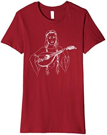 Womens T-Shirt With Musical Instrument Lute Cool Musician Tee Small Cranberry