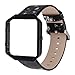 HotGlows Women's Floral Soft Leather Strap Replacement Watch Band Wristband Bracelet Strap and Frame Compatible with Fitbit Blaze (Black/Gray+Black Frame)