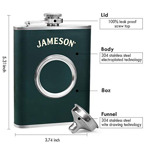 KWANITHINK Shot Flask, Stainless Steel Hip Flask 8 oz with 2 oz Collapsible Shot Glass & Funnel, Ideal Whiskey Flask Gift for Men - Thumbnail 2