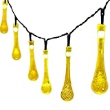 easyDecor Solar Christmas String Lights 30 LED Water Drop 21ft　Warm White　8Mode Waterproof Decorative Icicle Light,Outdoor,Indoor,Party,Wedding,Patio,Garden,Holiday Decoration