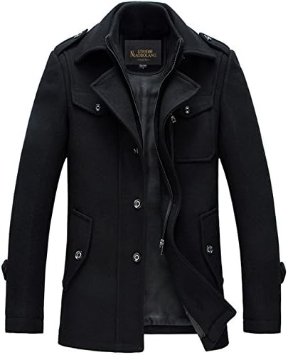 chouyatou Men's Gentle Layered Collar Single Breasted Quilted