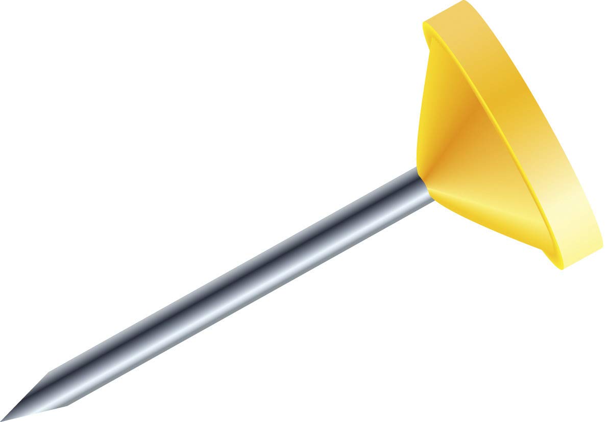 Exacompta - Ref 14503E - Flat-Headed Pins (Pack of 100) - 8mm Width x 5mm Height in Size - Suitable for Pinboards or Corkboards in Offices, Homes & Businesses - Yellow