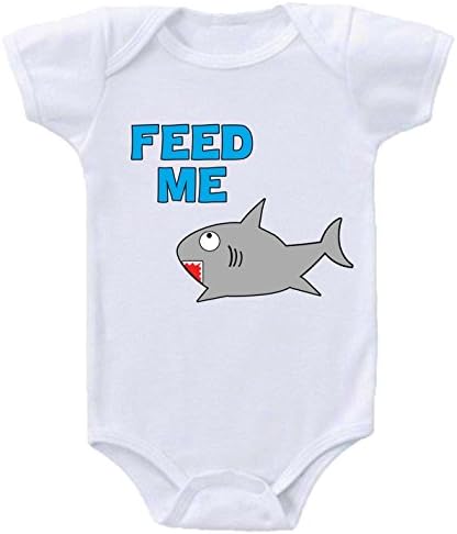 Feed Me Shark Adorable Animal Onesie Baby Bodysuits Sizes (Newborn- 12 Months (6 Month)